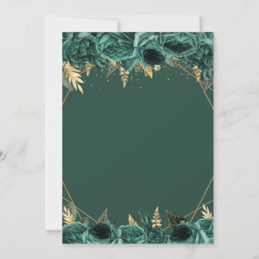 Emerald Green Gold Floral Butterfly Sweet 16 Einladung (Rückseite)