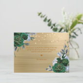 Emerald Green Gold Floral Dankeskarte (Stehend Vorderseite)