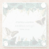 Emerald Green Gold Floral Elegante Quinceanera Glasuntersetzer (Rückseite)