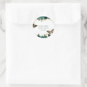 Emerald Green Gold Floral Elegante Quinceanera Runder Aufkleber (Tasche)