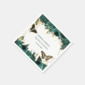 Emerald Green Gold Floral Elegante Quinceanera Serviette (Ecke)