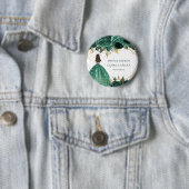 Emerald Green Gold Floral Princess Quinceanera Button (Beispiel)