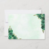 Emerald Green Gold Floral Princess Quinceañera RSVP Karte (Rückseite)