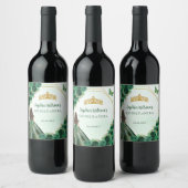 Emerald Green Gold Floral Princess Quinceañera Weinetikett (Flaschen)