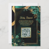 Emerald Green Gold Floral QR Code für muslimische  Einladung (Rückseite)