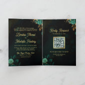Emerald Green Gold Floral QR Code für muslimische Einladung (Innenseite)