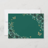 Emerald Green Gold Floral Quinceanera Antwort (Rückseite)