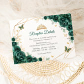 Emerald Green Gold Floral Quinceanera Details Begleitkarte