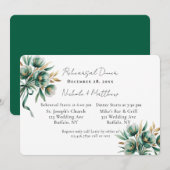 Emerald Green & Gold Floral Rehearsal Dinner Einladung (Vorne/Hinten)