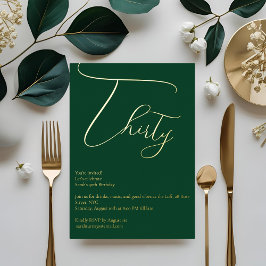 Emerald Green & Gold Foil 30. Geburtstag Einladung