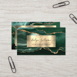 Emerald Green Gold Foil Agate Business Card Visitenkarte