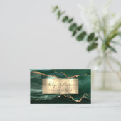 Emerald Green Gold Foil Agate Business Card Visitenkarte (Stehend Vorderseite)