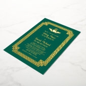 Emerald Green Gold Foil Celtic Claddagh Wedding Folieneinladung (Gedreht)