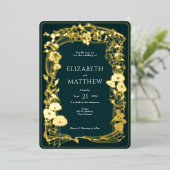 Emerald Green Gold Foil Floral Wedding Folieneinladung (Stehend vorne)