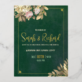 Emerald Green Gold Foil Wedding Folie Einladungspostkarte