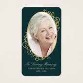 Emerald Green Gold Foto Beerdigungskarte (Vorderseite)