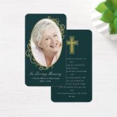 Emerald Green Gold Foto Beerdigungskarte (Schreibtisch)