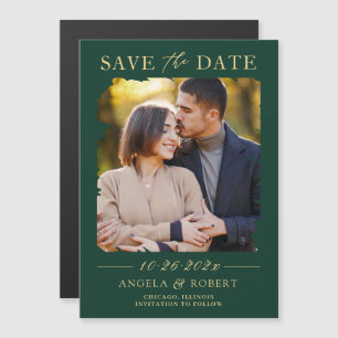 Emerald Green Gold Foto Speichern Sie das Date Mag Magnetkarte