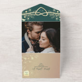 Emerald Green Gold Foto Wedding All In One Einladung (Außenbereich)