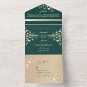 Emerald Green Gold Foto Wedding All In One Einladung (Innen Boden)