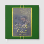 Emerald Green Gold Foto Wedding Foil Gästebuch (Vorderseite)