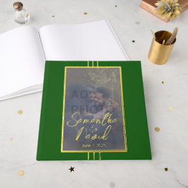 Emerald Green Gold Foto Wedding Foil Gästebuch