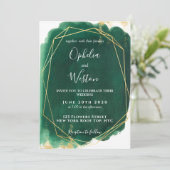 Emerald Green Gold Frame Eleganter Luxus Hochzeit Einladung (Stehend Vorderseite)