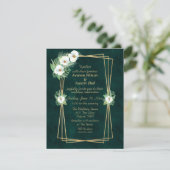 Emerald Green Gold Frame Floral Einladung (Stehend Vorderseite)