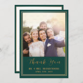 Emerald Green & Gold Frame Foto Danke Karte (Vorne/Hinten)