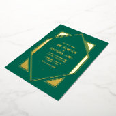 Emerald Green & Gold Gatsby Art Deco Wedding Folieneinladung (Gedreht)