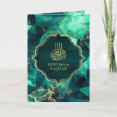 Emerald Green Gold Gemstone QR Code für muslimisch Einladung (Vorderseite)