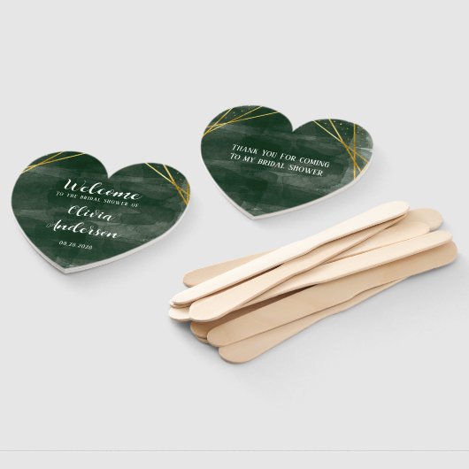 Emerald Green Gold Geometric Brautparty Willkommen Fächer (Non-assembled)