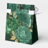 Emerald Green & Gold Geometric Floral Wedding Favo Geschenkschachtel (Rückseite)