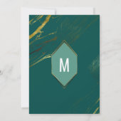 Emerald Green Gold Geometric Marble Bachelorette Einladung (Rückseite)