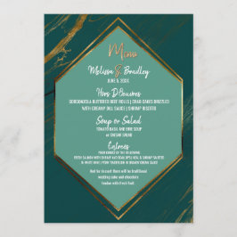 Emerald Green Gold Geometric Marble Wedding Menü Menükarte