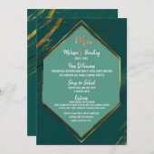 Emerald Green Gold Geometric Marble Wedding Menü Menükarte (Vorne/Hinten)