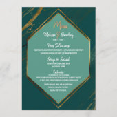 Emerald Green Gold Geometric Marble Wedding Menü Menükarte (Vorderseite)
