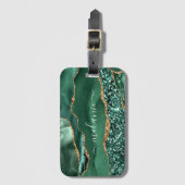 Emerald Green Gold Gepäcktag mit Individuelle Name Gepäckanhänger (Vorderseite Vertikal)