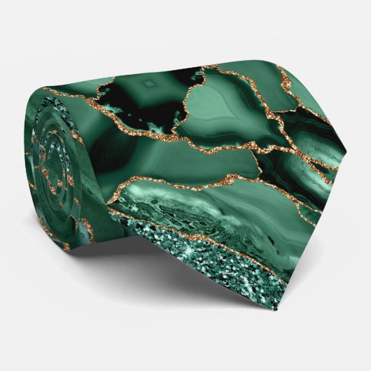 Emerald Green Gold Glitter Neck Tie Krawatte (Gerollt)