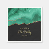 Emerald Green Gold Glitter Watercolor Marble Serviette (Vorderseite)