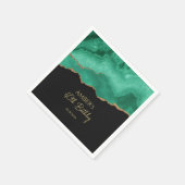 Emerald Green Gold Glitter Watercolor Marble Serviette (Ecke)