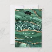 Emerald Green Gold Glitzer Abschluss Einladung (Rückseite)