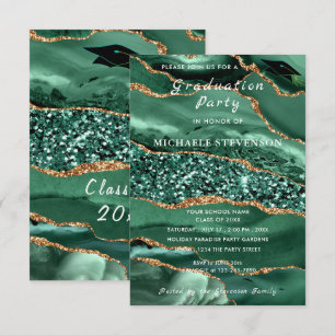 Emerald Green Gold Glitzer Abschluss Einladung