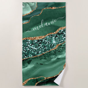 Emerald Green Gold Glitzer Beach Handtuch Individu