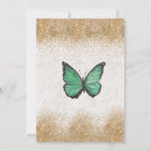 Emerald Green Gold Glitzer Butterfly Baby Dusche Einladung (Rückseite)