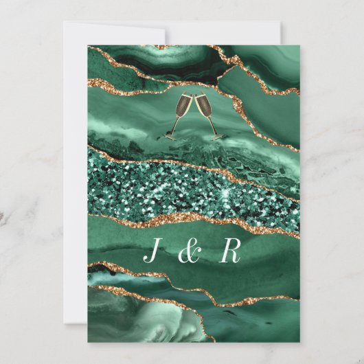 Emerald Green Gold Glitzer Einladung zur Hochzeit (Rückseite)