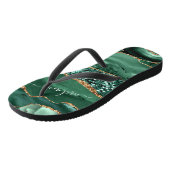 Emerald Green Gold Glitzer Flip Flops Individuelle Badesandalen (Schrägansicht)