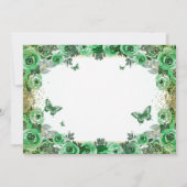 Emerald Green Gold Glitzer Floral Quinceanera Save The Date (Rückseite)
