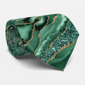 Emerald Green Gold Glitzer Funkelnd Krawatte (Gerollt)