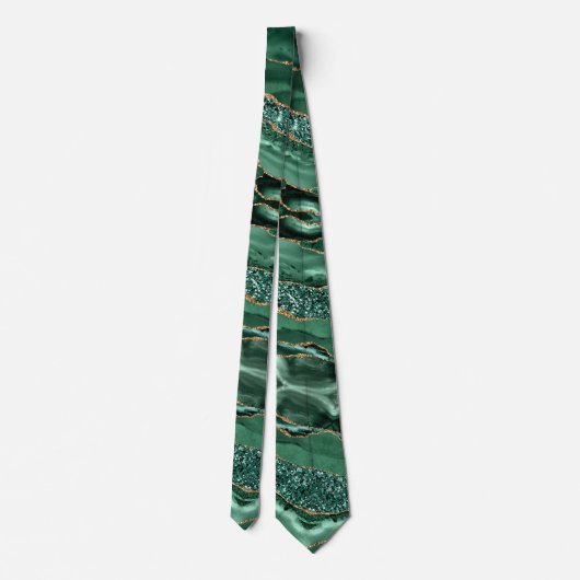 Emerald Green Gold Glitzer Funkelnd Neck Tie Krawatte (Rückseite)